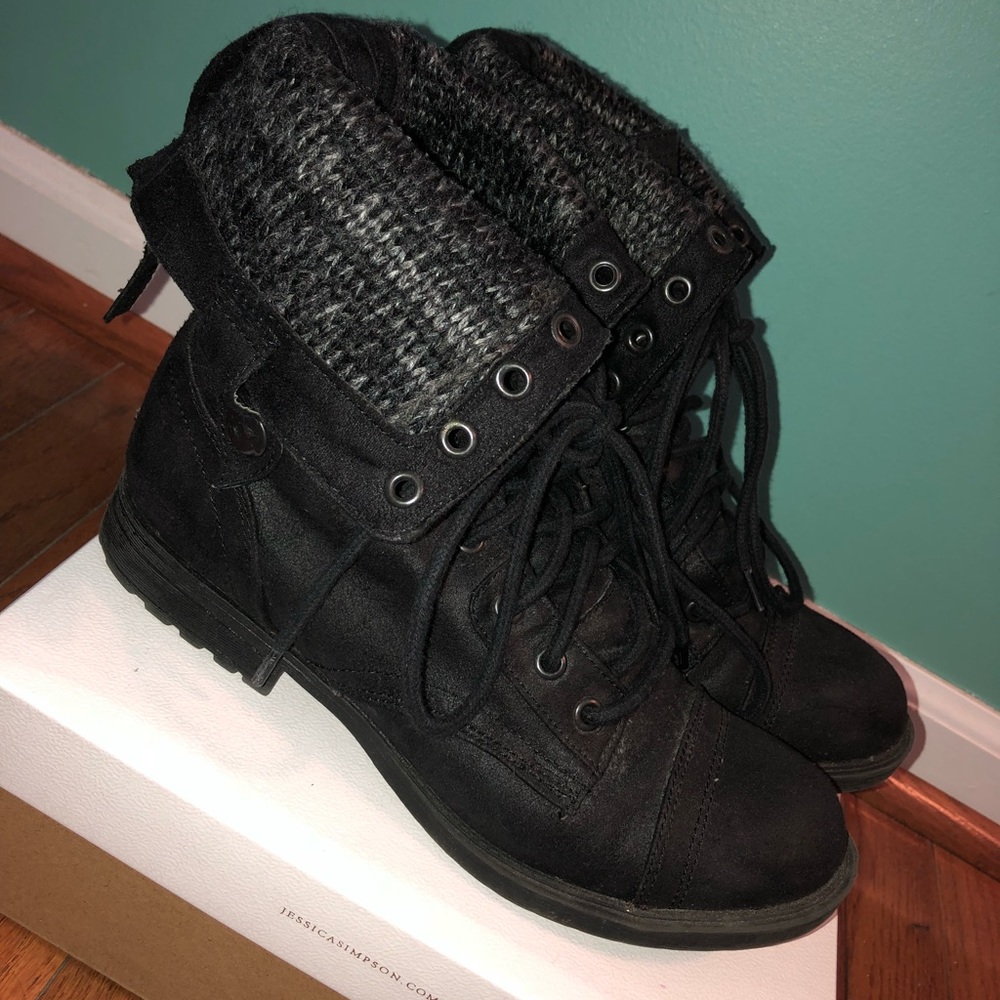 black combat boots